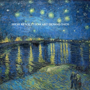 Van Gogh Digital Art Download, high-resolution 10MB JPG, digital image instant download, Starry Night over the Rhône, crafts, wallpaper image 2