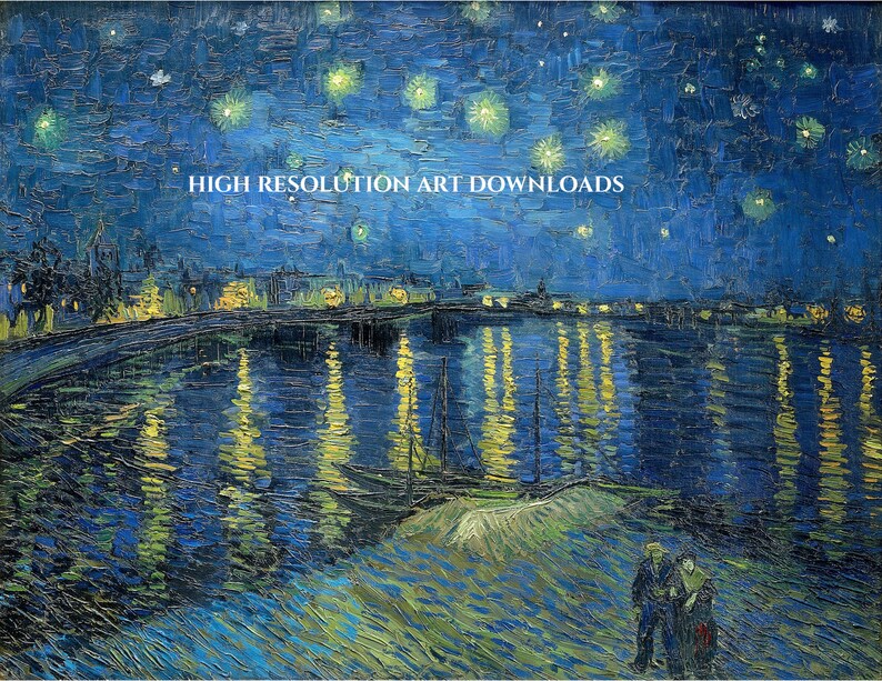 Van Gogh Digital Art Download, high-resolution 10MB JPG, digital image instant download, Starry Night over the Rhône, crafts, wallpaper image 2