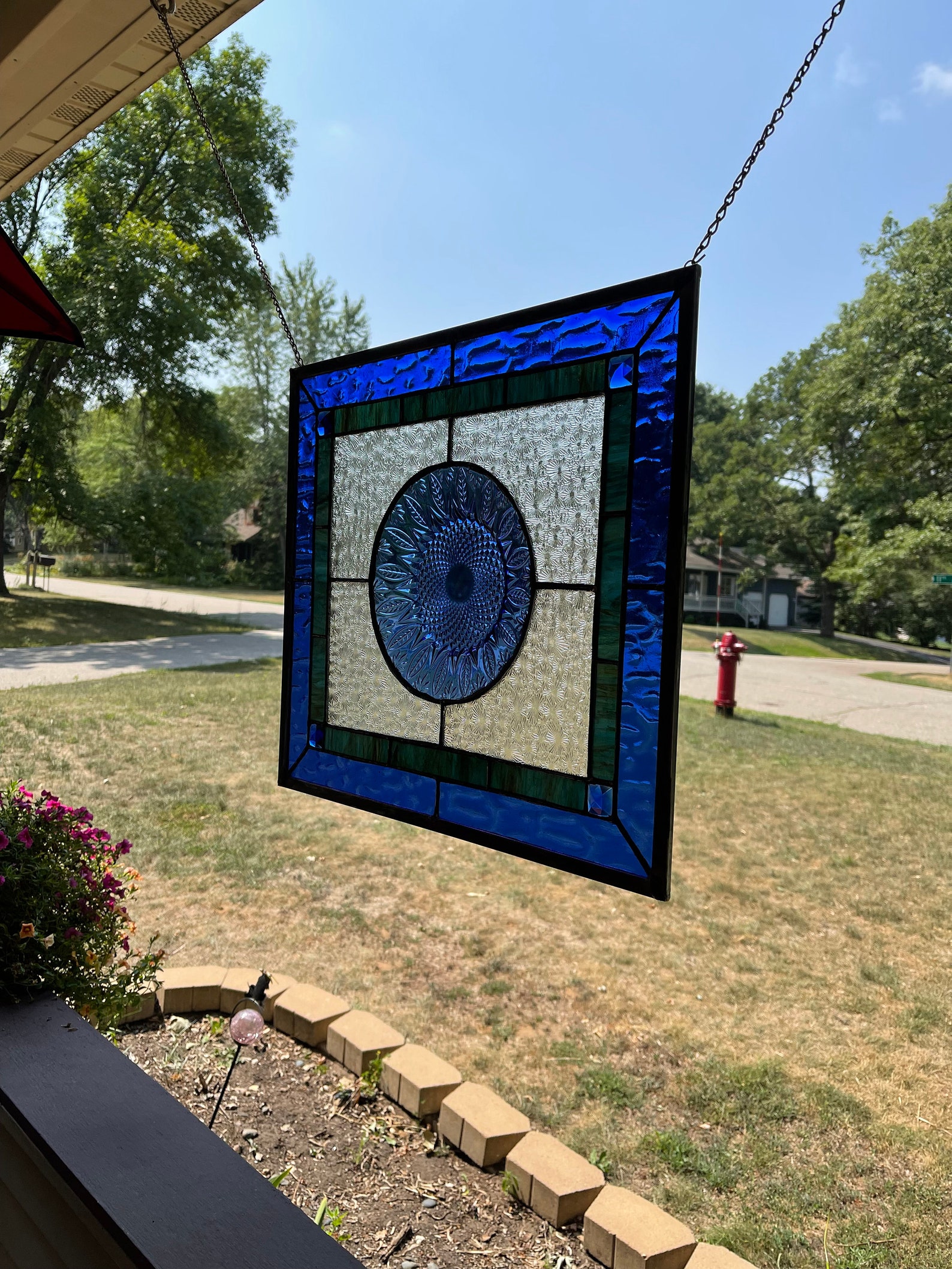 Vintage Plate STAINED GLASS Window 18 9/16 X 16 5/8 Etsy