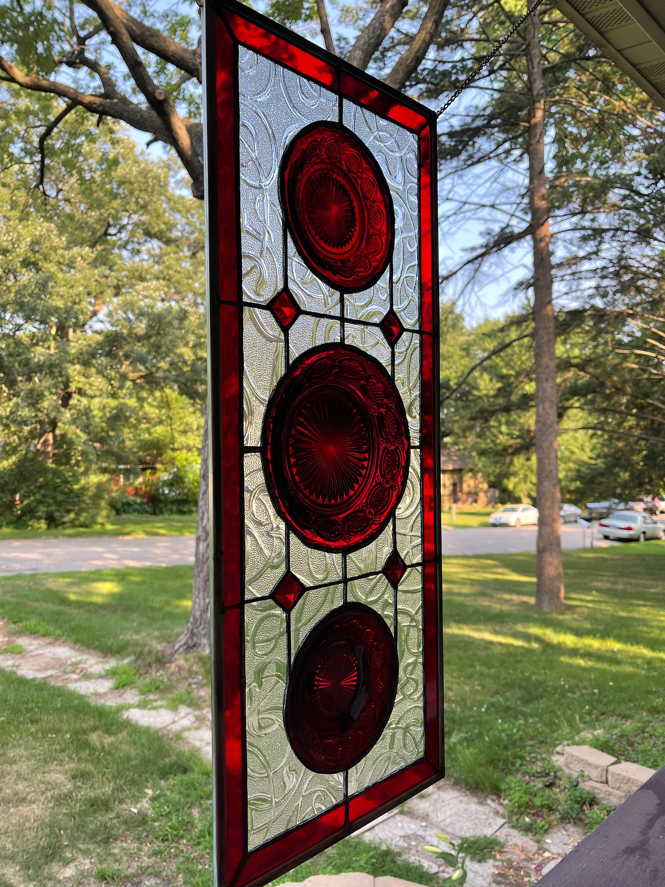 Antique Plate STAINED GLASS Window 11 1/2 x 27 3/8 Etsy