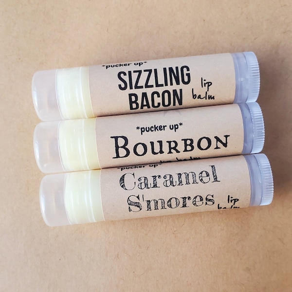 Bacon, Bourbon, Caramel S'mores, Lip Balm, Guys Gift Ideas