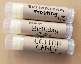 Birthday Favors for Kids, Ready to Ship Gifts, Cotton Candy, Birthday Cake Favor, Lip Balm Bulk, Party Gifts for Guests