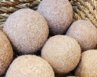 All Natural Wool Dryer Balls, Handmade Alpaca Dryer Balls, Unscented, Eco Friendly, Plastic Free Laundry