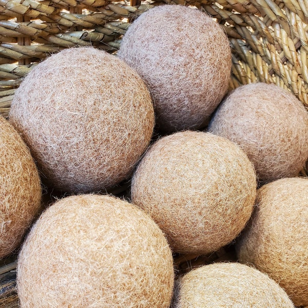 All Natural Wool Dryer Balls, Handmade Alpaca Dryer Balls, Unscented, Eco Friendly, Plastic Free Laundry