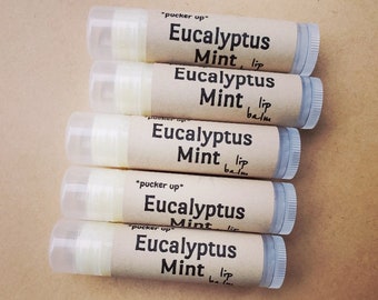 Eucalyptus Mint Lip Balm, Essential Oil Lip Balm, Natural Lip Care