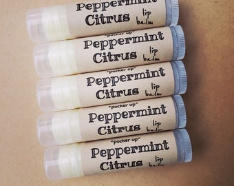 Essential Oil Lip Balm, Peppermint and Citrus, All Natural, Moisturizing