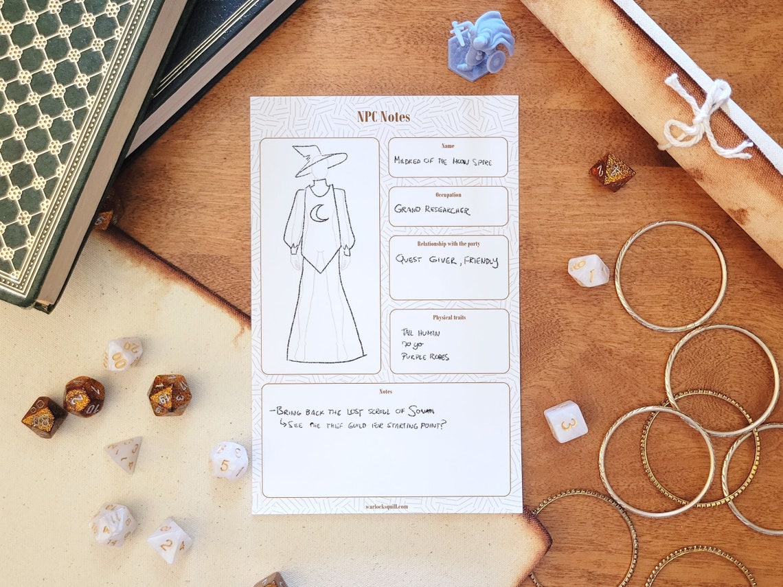 NPC Notes Template D&D Digital Tools Printable Download - Etsy Canada