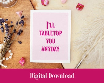 Printable Dungeons and Dragons Pick Up Line Valentines Day Card | DnD Card | Printable Valentine card | Tabletop