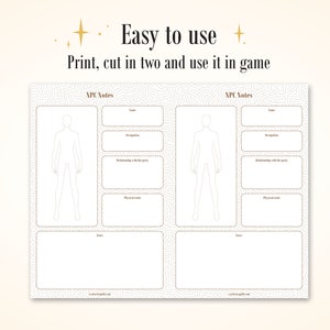 NPC Notes Template | D&amp;D Digital Tools | Printable Download for ...