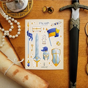 D&D Paladin sticker sheet | Dungeons and Dragons Stickers | 23 stickers