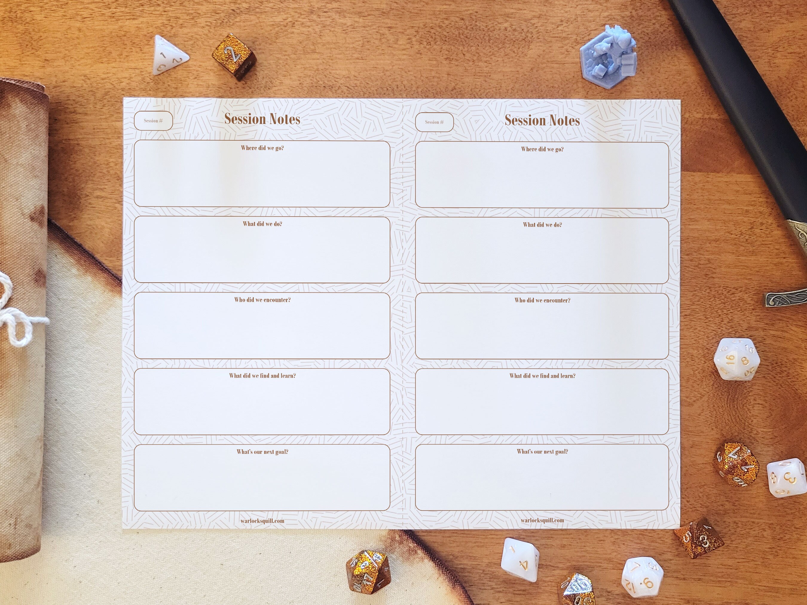 Session Notes Template D&amp;D Digital Tools Printable Download for ...