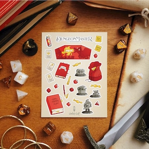 D&D DM sticker sheet | Red | Dungeons and Dragons Stickers | 26 stickers