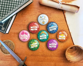 D&D Dishonors Badges | Dungeons and Dragons inspired buttons
