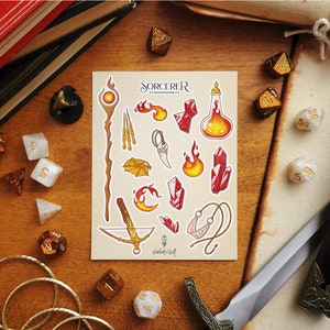 D&D Sorcerer sticker sheet | Dungeons and Dragons Stickers | 14 stickers