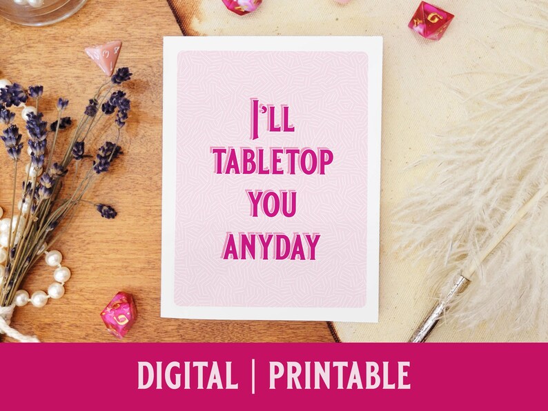 Printable Nerdy Valentine's Day Card | Dungeons and Dragons Pick up ...