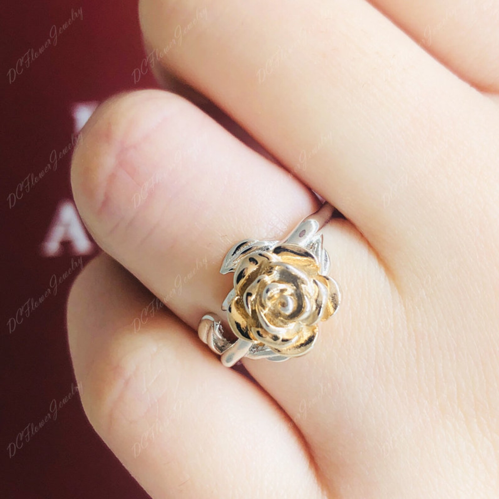 Rose engagement ring flower Beauty and the beast solid 14k Etsy