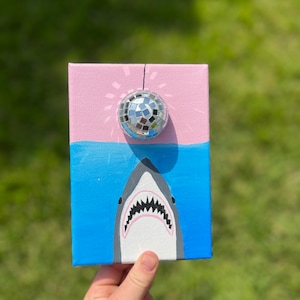 Mini Mirror Jaws, Disco Ball, Mirror Ball, Disco, Wall Decor, Unique, Acrylic Painting, Wall Decor, Wall Art, Eccentric, Shark, Sharks, Jaws