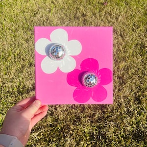 Mirrorball Flowers, Disco Ball, Mirror Ball, Disco, Wall Decor, Unique, Acrylic Painting, Wall Decor, Wall Art, Eccentric, Flower, Floral