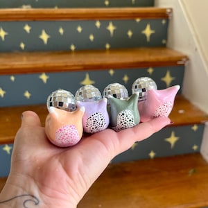 Small Clay Mirrorball Snail: Handmade Disco Sculpture