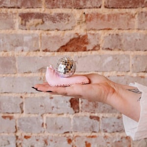 Handmade Clay Mirrorball Snail Sculpture: Disco Home Decor