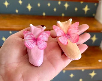 Handmade Clay Snairy: Whimsical Snail Sculpture with butterfly fairy wings