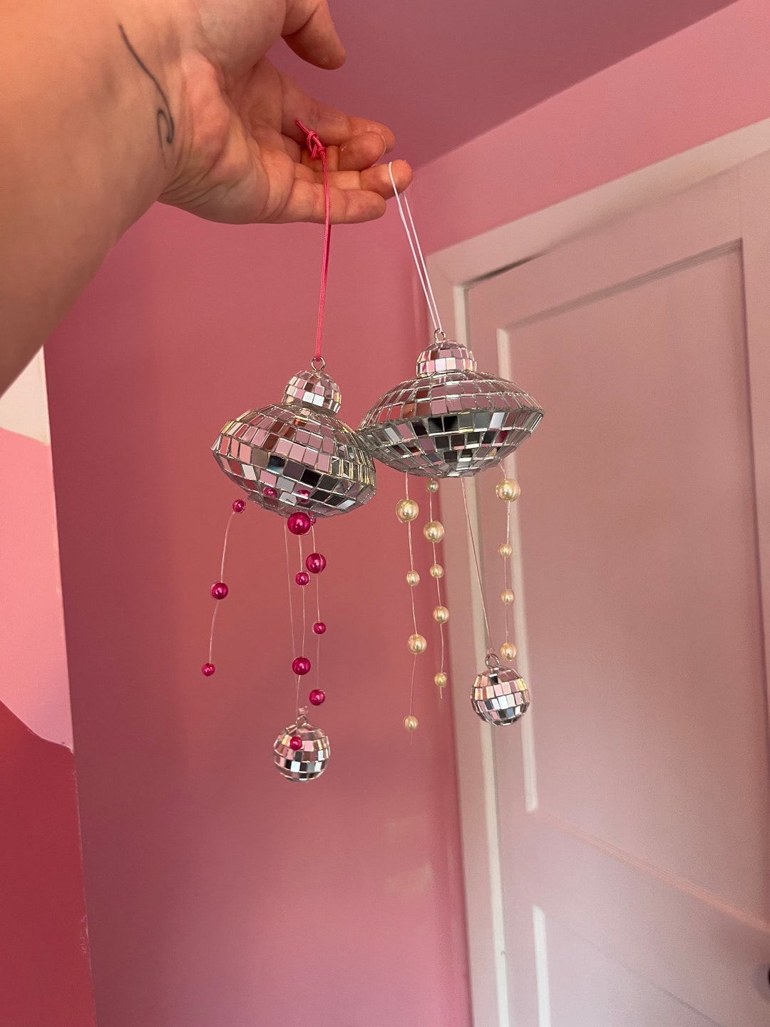 Mirrorball UFOS, UFO, Disco, Sun Catcher, Decor, Disco Ball Decor