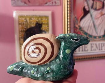 Handsculpted Clay Snailgon, Dragon, Snail, Fantasy, Clay, Hand Sculpted, Whimsical