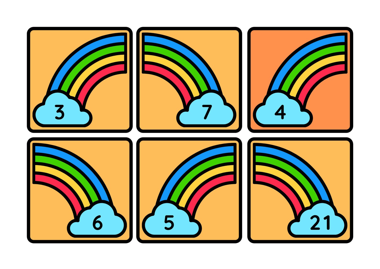 Rainbow Matching Flashcards Game Etsy