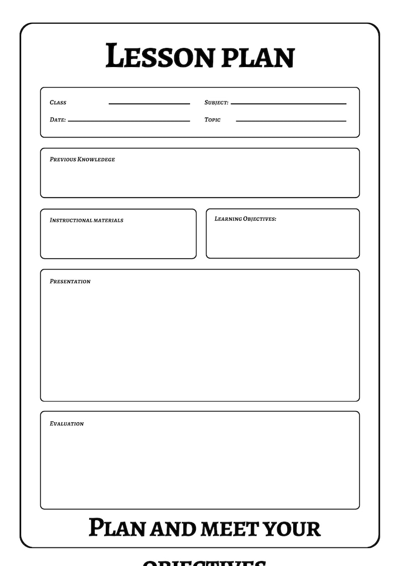 LESSON PLAN TEMPLATE, Lesson Plan, Planner Printable, Academic Planner ...