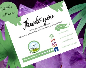 Editable thank you cards business, canva thank you card, thank you insert, business packaging, thank you cards, card, customizable template
