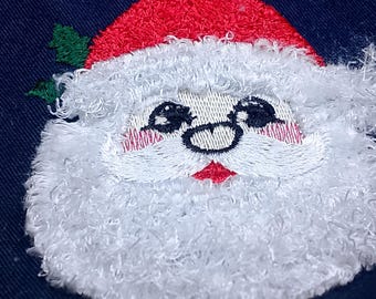 Disegno per ricamo con frange raffiguranti il volto di Babbo Natale / File per ricamo a macchina natalizio (download immediato)