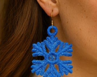 FSL - Motivo per ricamo a fiocco di neve per orecchini e ornamenti / Regalo per lei / Download digitale