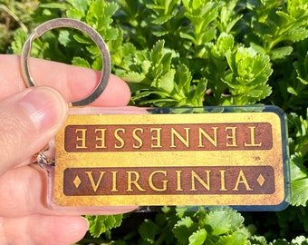 Bristol TN key chain, Bristol VA, Tennessee/Virginia State Street Marker, Bristol Sign, State street, keychain for him, gifts for mom