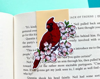 Kardinal Lesezeichen, Hartriegel Lesezeichen, magnetische laminierte Lesezeichen, Vogelbeobachter Geschenke, Buchliebhaber Geschenke, Geschenke für Leser, handgemachtes Lesezeichen