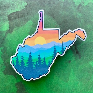 West Virginia sticker for laptop, 3in WV decal car, Smoky mountains sticker, Waterproof vinyl stickers for waterbottle, West Virginia gifts