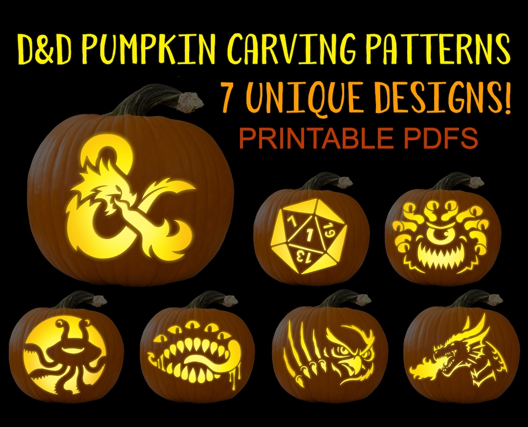 Dnd Pumpkin Carving Stencils Printable PDF Halloween Pumpkin