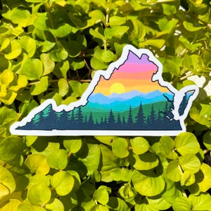 VA sticker for laptop, Virginia decal car, Virginia State Park, Smoky mountains, Waterproof vinyl stickers for waterbottle, Virginia gifts