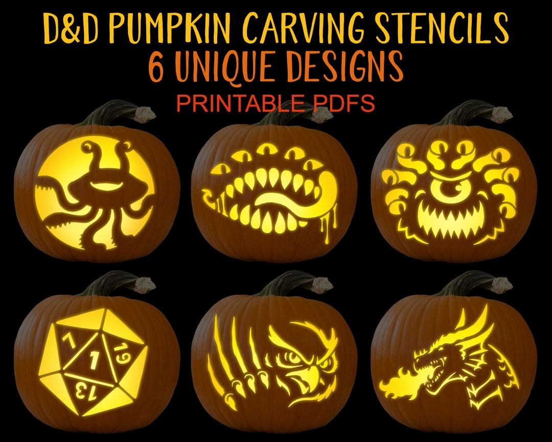 Dnd Pumpkin Carving Stencils, Printable PDF, Halloween Pumpkin Carving Party, Digital Download Template, Dungeons and Dragons Party Decor - Etsy dnd-pumpkin-carving-stencils-printable-pdf-halloween-pumpkin-carving-party-digital-download-template-dungeons-and-dragons-party-decor-etsy