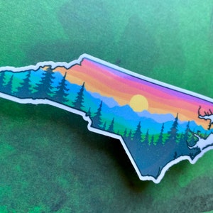 North Carolina state sticker for laptop, NC decal, Smoky mountain sticker, Waterproof vinyl stickers for waterbottle, North Carolina gift image 3