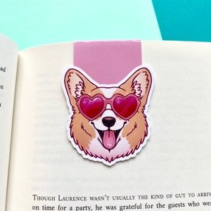 Corgi bookmark, Magnetic laminated bookmark, Cute corgi lover gift, Dog lover gift, Book lover gift, Gifts for readers, Handmade bookmark