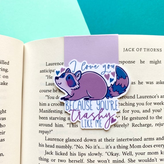 Raccoon bookmark, Trash panda, Cute raccoon gifts, Magnetic laminated bookmarks, Book lover gifts, Gifts for readers, Handmade bookmark