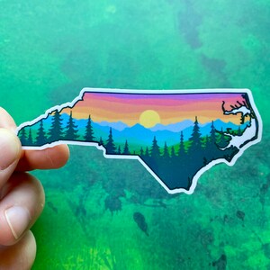 North Carolina state sticker for laptop, NC decal, Smoky mountain sticker, Waterproof vinyl stickers for waterbottle, North Carolina gift image 4