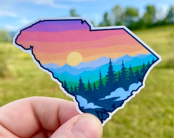 South Carolina sticker for laptop, SC decal car, Smoky mountains sticker, Waterproof vinyl stickers for waterbottle, South Carolina gifts