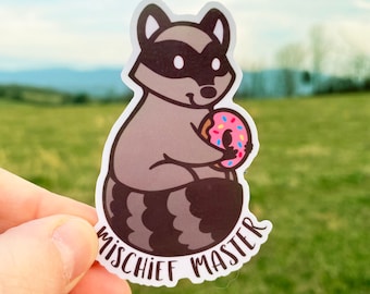 Raccoon sticker cute, Raccoon sticker for laptop, Trash panda sticker, Raccoon art, Cute raccoon gifts, Waterproof vinyl stickers for kids