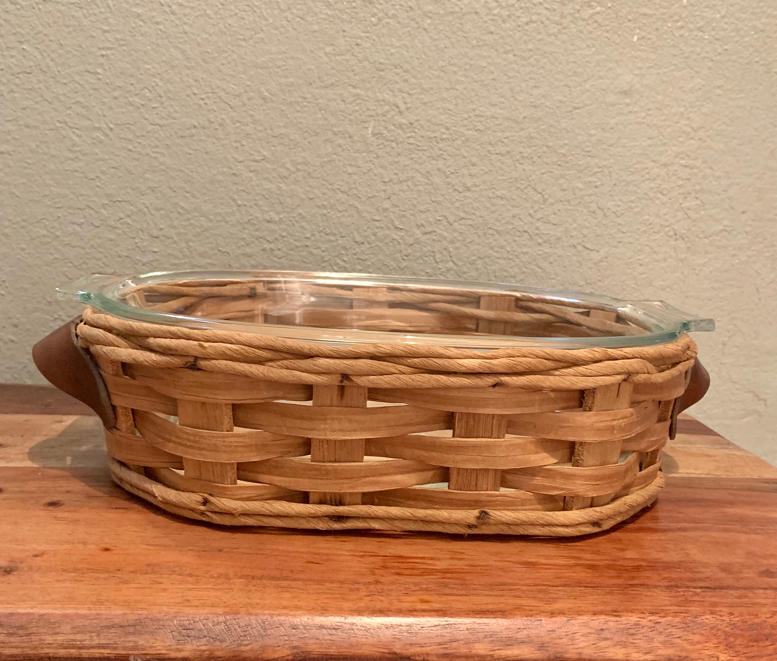 Leather handle Pyrex basket casserole dish Etsy