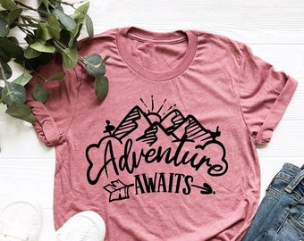 Adventure Awaits Shirt, Adventure Shirt, Camping Heart Shirt, Camper Shirt, Camp Life Shirt, Vacation Shirt, Happy Camper Shirt, Camping