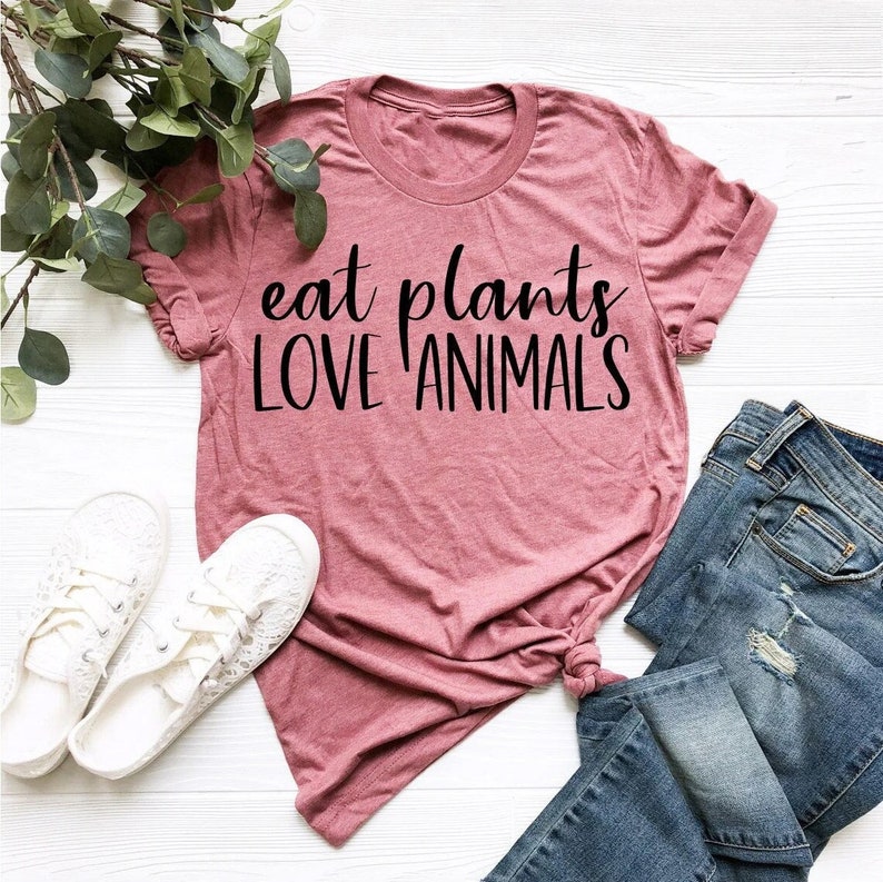 Eat Plants Love Animals Shirt, Vegan Shirt, Vegetarian Shirt, Gift For Vegan, Herbivore Shirt, Gift For Vegetarian, Vegan Apparel image 1