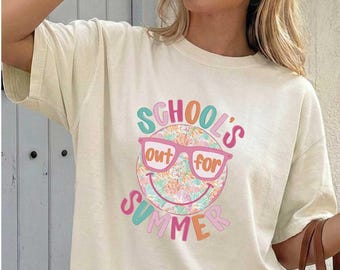 School's Out For Summer Comfort Colors® T-Shirt, Colorful End of School Shirt, Last Day of School Top, Summer Break School Tee, Beach Vibes