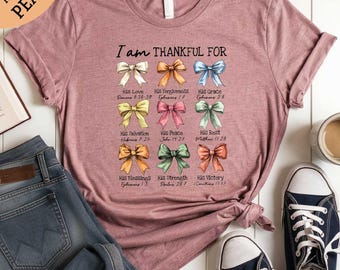 I Am Thankful For Shirt, Christian Sweatshirt, Thankful Pumpkin Sweatshirt, Fall Coquette Bow Shirt, Pumpkin Season, Thanksgiving Sweatshirt
