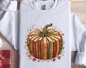 Pumpkin Book Comfort Colors® T-Shirt, Book Lover Shirt, Fall Vibes Gifts Top, Autumn Teacher Shirt, Book Sweater, Pumpkin Book T-Shirt